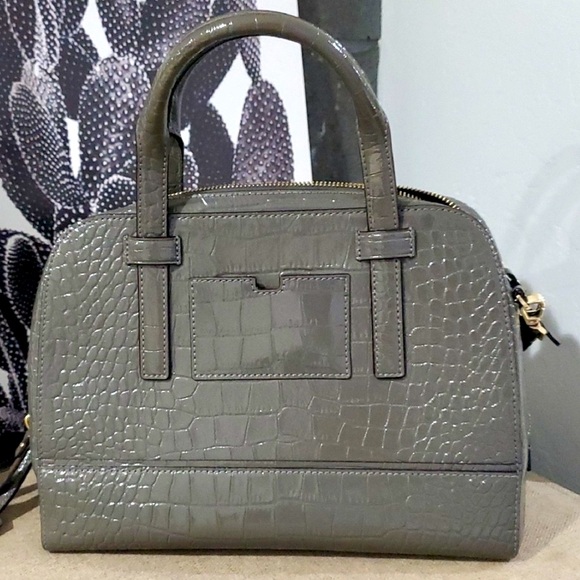 Kate Spade Gray Croc-Embossed Satchel with Gold Hardware  NWOT - Picture 3 of 14